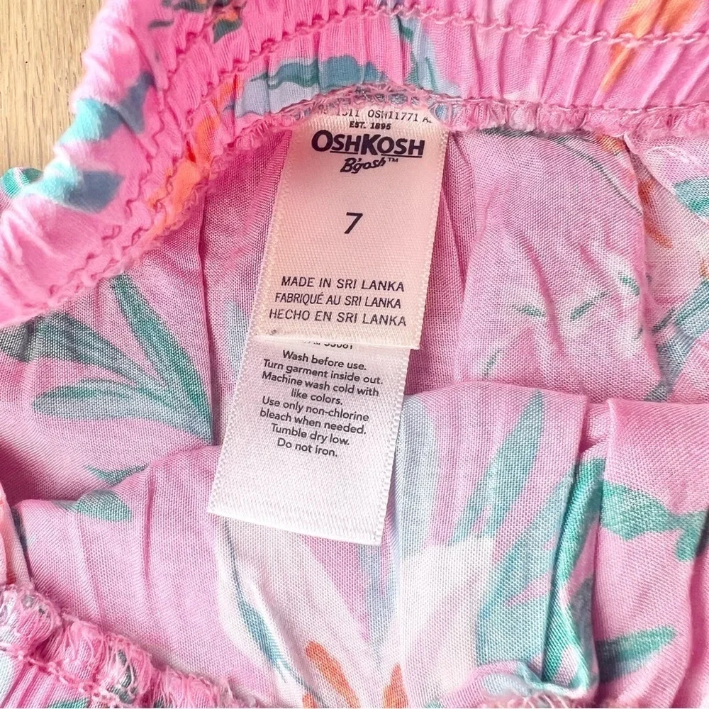 Osh Kosh B’Gosh Girls’ Pink Floral Pull On Midi Skirt Size 7